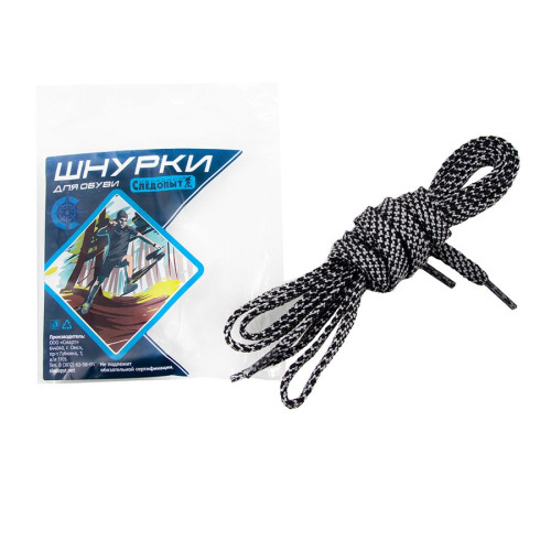 Купить шнурки следопыт плоские,ширина 0,7 см,длина 120 см,черно-серый в Липецке